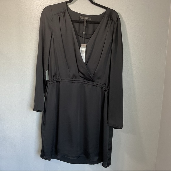 BCBGMAXAZRIA Satin Mini Surplice Dress black new with tags size Medium D16 - Picture 2 of 14